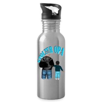 STOLZER OPA-Enkel schwarze Haare Junge Kind - Trinkflasche mit integriertem Trinkhalm - Lightsilver - Rechts