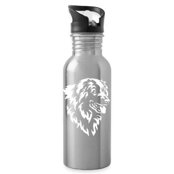 Tête de chien de montagne pyrénéenne « Black Edition » - Gourde avec paille intégrée - argent clair - Droite