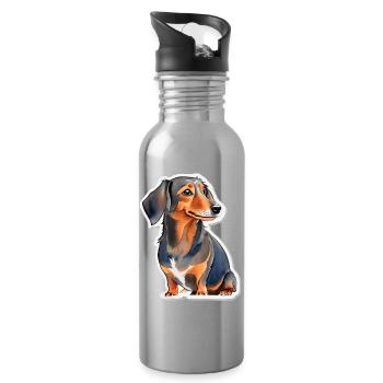 Dackel - Trinkflasche mit integriertem Trinkhalm - Lightsilver - Rechts