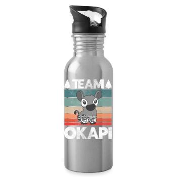 Okapi das Juwel des Dschungels - Trinkflasche mit integriertem Trinkhalm - Lightsilver - Rechts