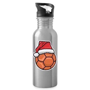 Lustige Handball Weihnachten - Trinkflasche mit integriertem Trinkhalm - Lightsilver - Rechts