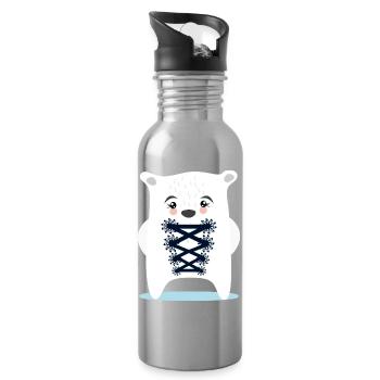 BAYERN EISBÄR TRACHTEN ERSATZ DIRNDL - Water bottle with straw - silver - Right