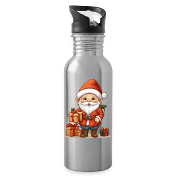 Christmas Gnome - Water bottle with straw - silver - Right