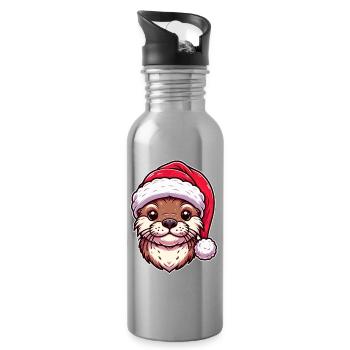 Weihnachtlicher Otter-Zauber - Festliches Desig - Trinkflasche mit integriertem Trinkhalm - Lightsilver - Rechts