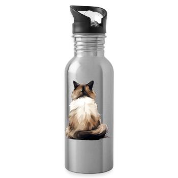 Chat de Birmanie - Gourde avec paille intégrée - argent clair - Droite