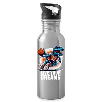 Cadeau de basket-ball T-Rex Dinosaur Dreams - Gourde avec paille intégrée - argent clair - Droite