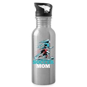 Soccer Mom Fußball Geschenk - Trinkflasche mit integriertem Trinkhalm - Lightsilver - Rechts