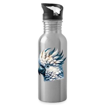 Kakadu-Papagei - Trinkflasche mit integriertem Trinkhalm - Lightsilver - Rechts