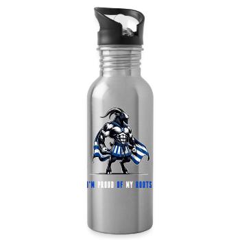 Ich bin stolz auf meine Wurzeln Griechenland - Trinkflasche mit integriertem Trinkhalm - Lightsilver - Rechts