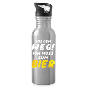 Aus dem Weg ich muss zum Bier Herrentag Design - Trinkflasche mit integriertem Trinkhalm - Lightsilver - Rechts