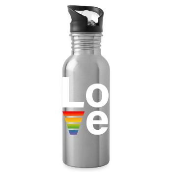LGBT Regenbogen love Shirt white - Water bottle with straw - silver - Right