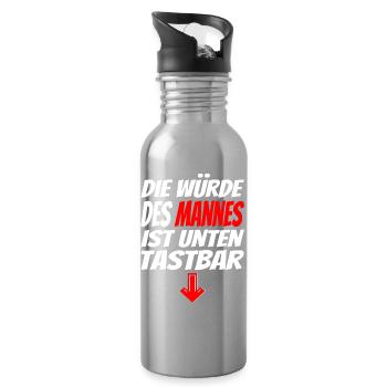 Männer Würde Unten Tastbar Lustiges Spruch-Shirt - Trinkflasche mit integriertem Trinkhalm - Lightsilver - Rechts