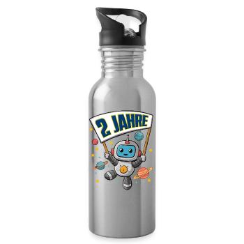 2 Jahre Kleiner Roboter als Astronaut im Weltraum - Trinkflasche mit integriertem Trinkhalm - Lightsilver - Rechts