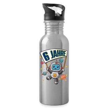 6. Geburtstag kleiner Raumfahrer Astronaut 6 Jahre - Trinkflasche mit integriertem Trinkhalm - Lightsilver - Rechts