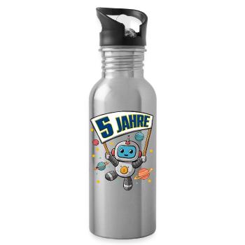 5. Geburtstag kleiner Raumfahrer Astronaut 5 Jahre - Trinkflasche mit integriertem Trinkhalm - Lightsilver - Rechts