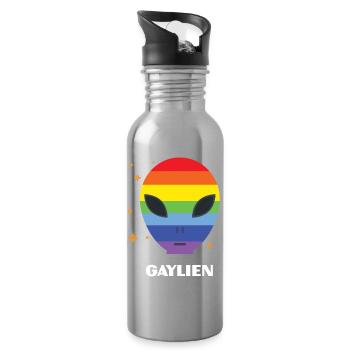 LGBT Pride Month - Gaylien - Water bottle with straw - silver - Right