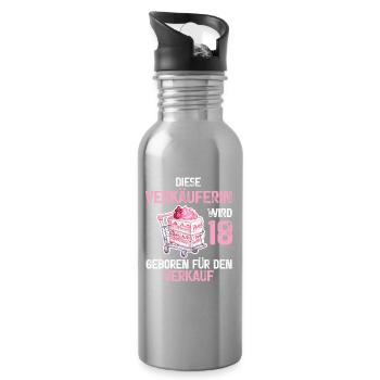 Verkäuferin 18 Geburtstag Verkauf 18 Jahre Spruch - Trinkflasche mit integriertem Trinkhalm - Lightsilver - Rechts