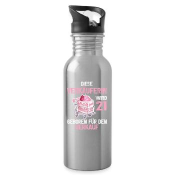 Verkäuferin 20 Geburtstag Verkauf 20 Jahre Spruch - Trinkflasche mit integriertem Trinkhalm - Lightsilver - Rechts
