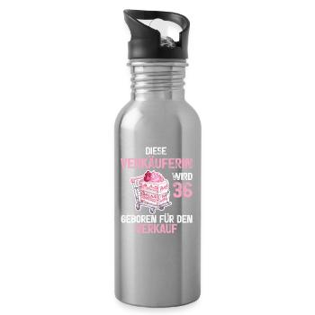 Verkäuferin 36 Geburtstag Verkaufen Beruf Spruch - Trinkflasche mit integriertem Trinkhalm - Lightsilver - Rechts