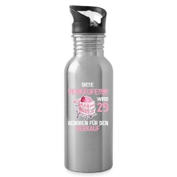 29 Geburtstag Verkäuferin 29 Jahre Verkauf Spruch - Trinkflasche mit integriertem Trinkhalm - Lightsilver - Rechts