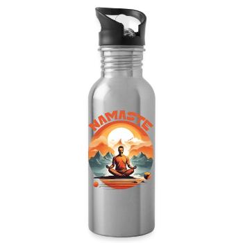 GELASSENHEIT INMITTEN VON GIPFELN: YOGA NAMASTE - Trinkflasche mit integriertem Trinkhalm - Lightsilver - Rechts