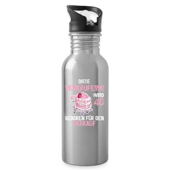 40 Geburtstag Verkäuferin Verkauf Beruf Spruch - Trinkflasche mit integriertem Trinkhalm - Lightsilver - Rechts