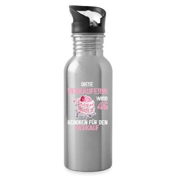 46 Geburtstag Verkäuferin Verkauf Verkaufen Spruch - Trinkflasche mit integriertem Trinkhalm - Lightsilver - Rechts