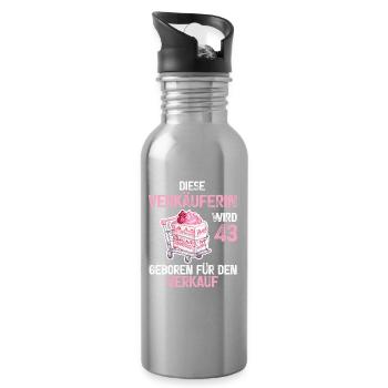 Verkäuferin 43 Geburtstag 43 Jahre Beruf Spruch - Trinkflasche mit integriertem Trinkhalm - Lightsilver - Rechts