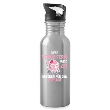 Verkäuferin 49 Geburtstag 49 Jahre Spruch - Trinkflasche mit integriertem Trinkhalm - Lightsilver - Rechts