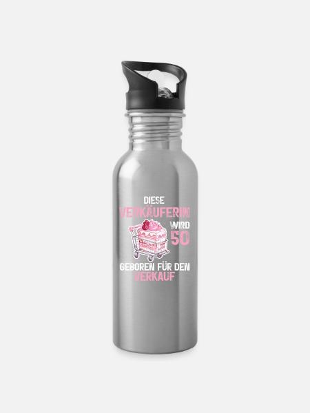 50 Geburtstag Verkäuferin Verkauf 50 Jahre Spruch - Trinkflasche mit integriertem Trinkhalm - Lightsilver