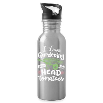 Gartenarbeit Gärtner - Trinkflasche mit integriertem Trinkhalm - Lightsilver - Rechts