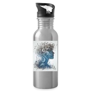 Melodic Mind: Symphony of Thoughts and Notes - Water bottle with straw - silver - Right