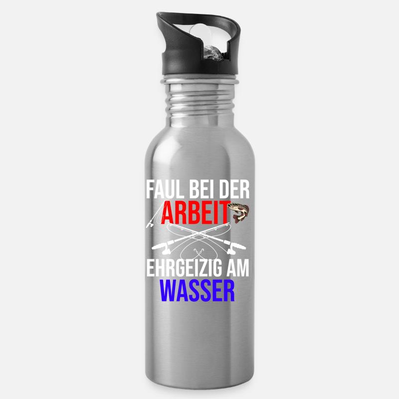 Cooles Anglerspruch Design - schöes Angler Design - Trinkflasche mit integriertem Trinkhalm - Lightsilver