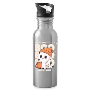 Halloween Costume, Little Ghost, Ghost, Pumpkin - Water bottle with straw - silver - Right