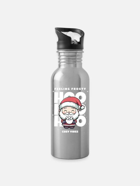 Weihnachten Pullover - Weihnachtsmann, Geschenk - Trinkflasche mit integriertem Trinkhalm - Lightsilver