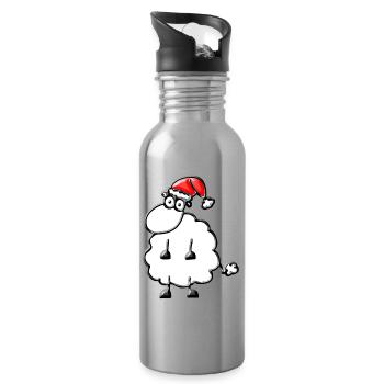 Un mouton pour Noël - Gourde avec paille intégrée - argent clair - Droite