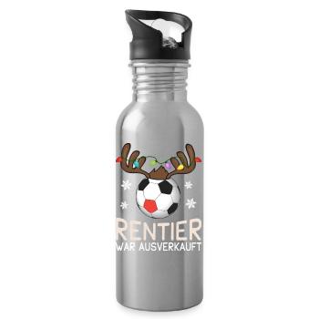 Rentier war Ausverkauft Fußball Weihnachten - Trinkflasche mit integriertem Trinkhalm - Lightsilver - Rechts