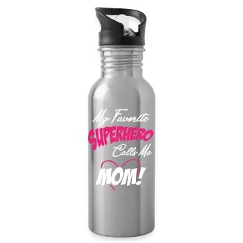 Mon super-héros préféré m’appelle maman - Gourde avec paille intégrée - argent clair - Droite
