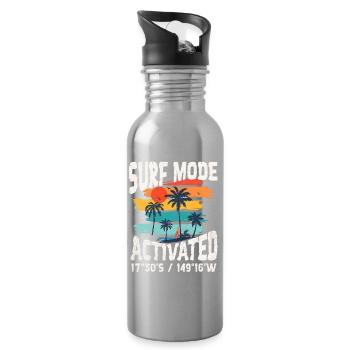 Surf mode activated Copy - Water bottle with straw - silver - Right