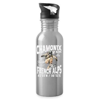 Skateboarding Chamonix Mont Blanc - Trinkflasche mit integriertem Trinkhalm - Lightsilver - Rechts
