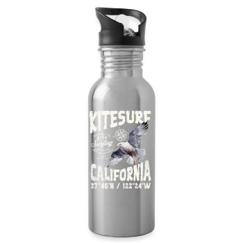 Kitesurfen in Kalifornien - Trinkflasche mit integriertem Trinkhalm - Lightsilver - Rechts