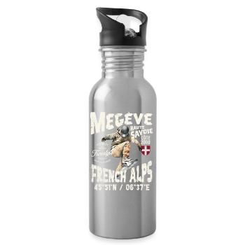 Vintage Französische Alpen Skateboarder Design - Trinkflasche mit integriertem Trinkhalm - Lightsilver - Rechts