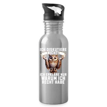 Ich diskutiere nicht, erkläre warum ich Recht habe - Trinkflasche mit integriertem Trinkhalm - Lightsilver - Rechts