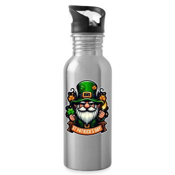 Lucky Gnome - Leprechaun de la Saint-Patrick - Gourde avec paille intégrée - argent clair - Droite