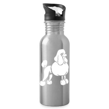 Eleganter Pudel Silhouette weiß Minimalistisch - Trinkflasche mit integriertem Trinkhalm - Lightsilver - Rechts
