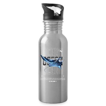 Ocean Manta Precious Treasure - Water bottle with straw - silver - Right