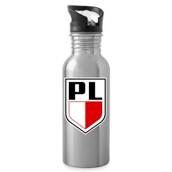 Polish flag national colours Polish - Water bottle with straw - silver - Right