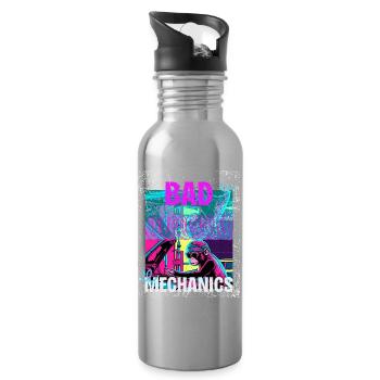 Mauvaise mécanique – Style Garage Singe - Gourde avec paille intégrée - argent clair - Droite