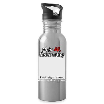 40. Geburtstag signieren und eskalieren Gästebuch - Trinkflasche mit integriertem Trinkhalm - Lightsilver - Rechts