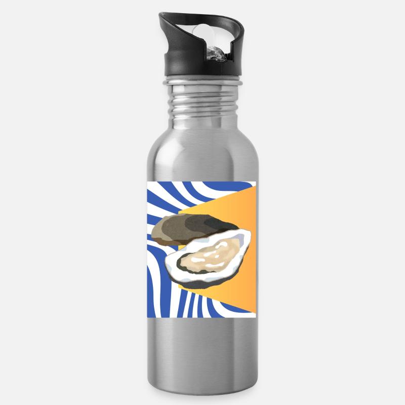 Huîtres funky - Gourde avec paille intégrée - argent clair